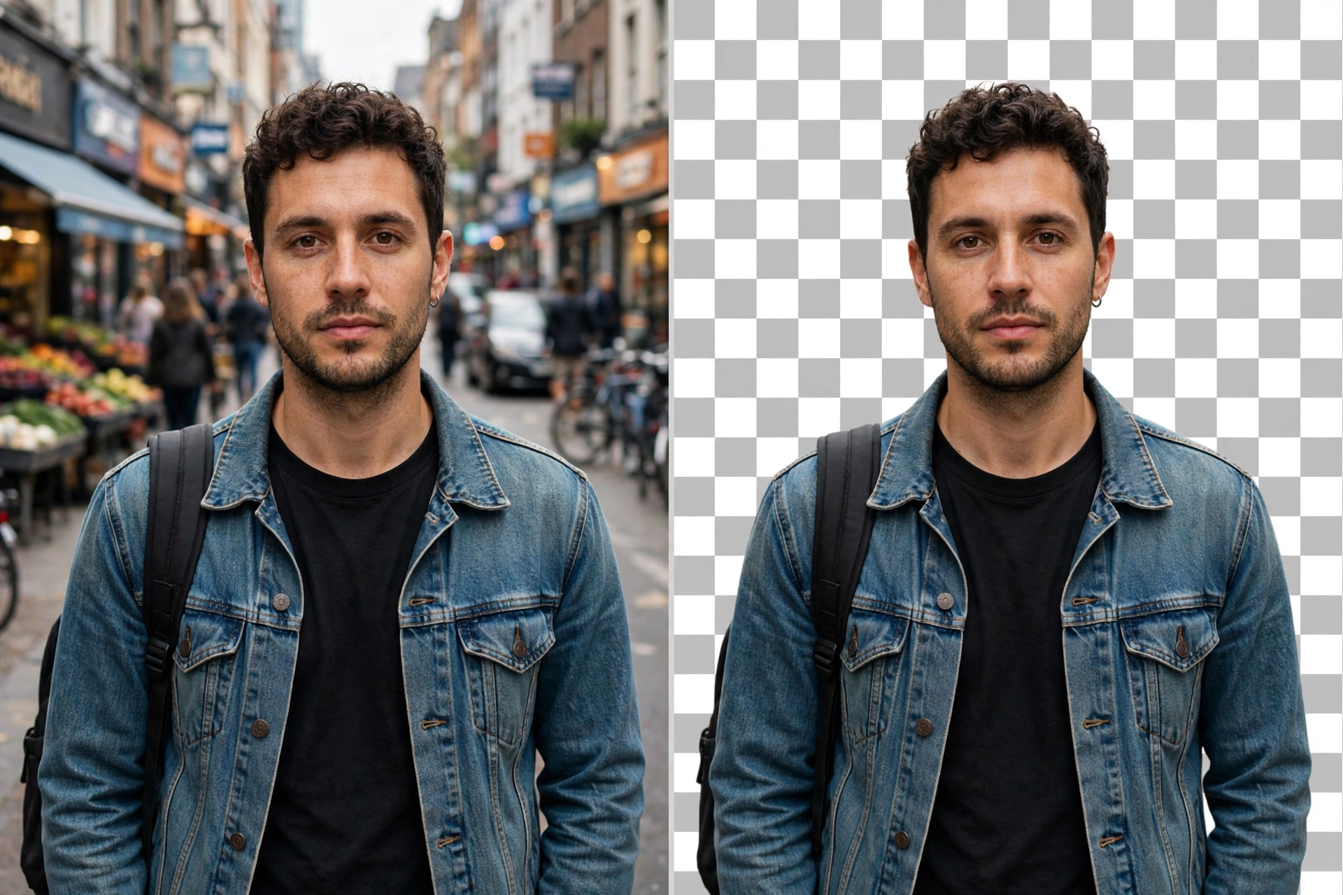 Before and after comparison of background removal in PixelLab