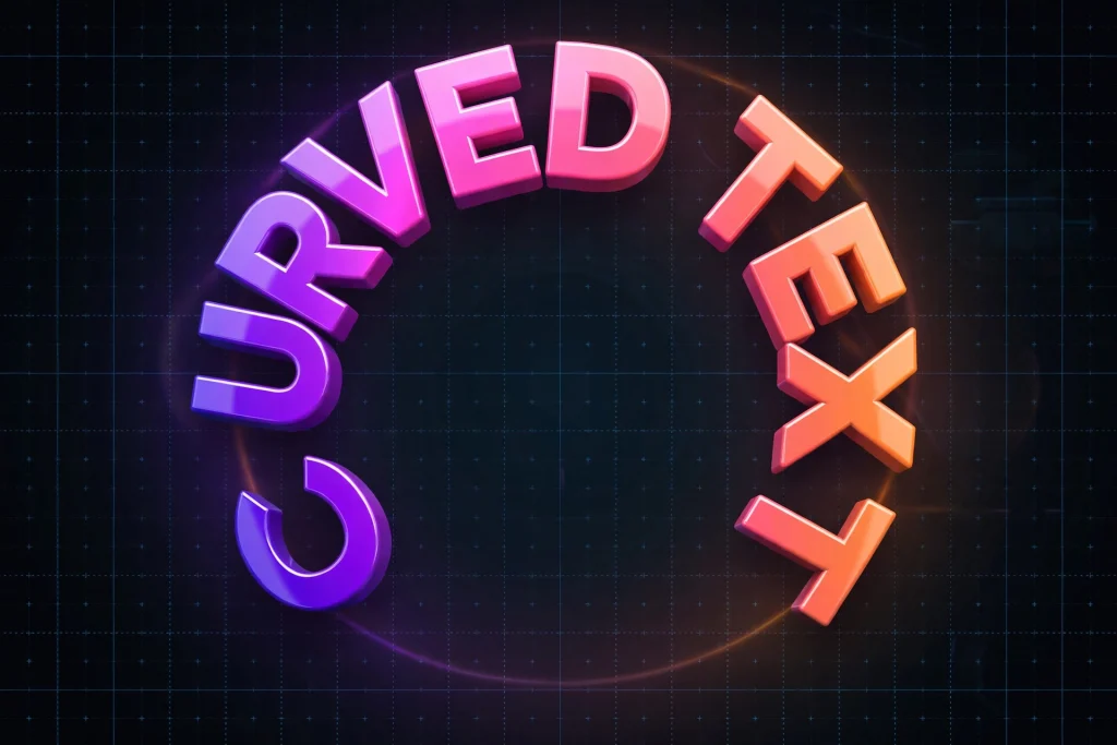 Curved 3D text effect created in PixelLab