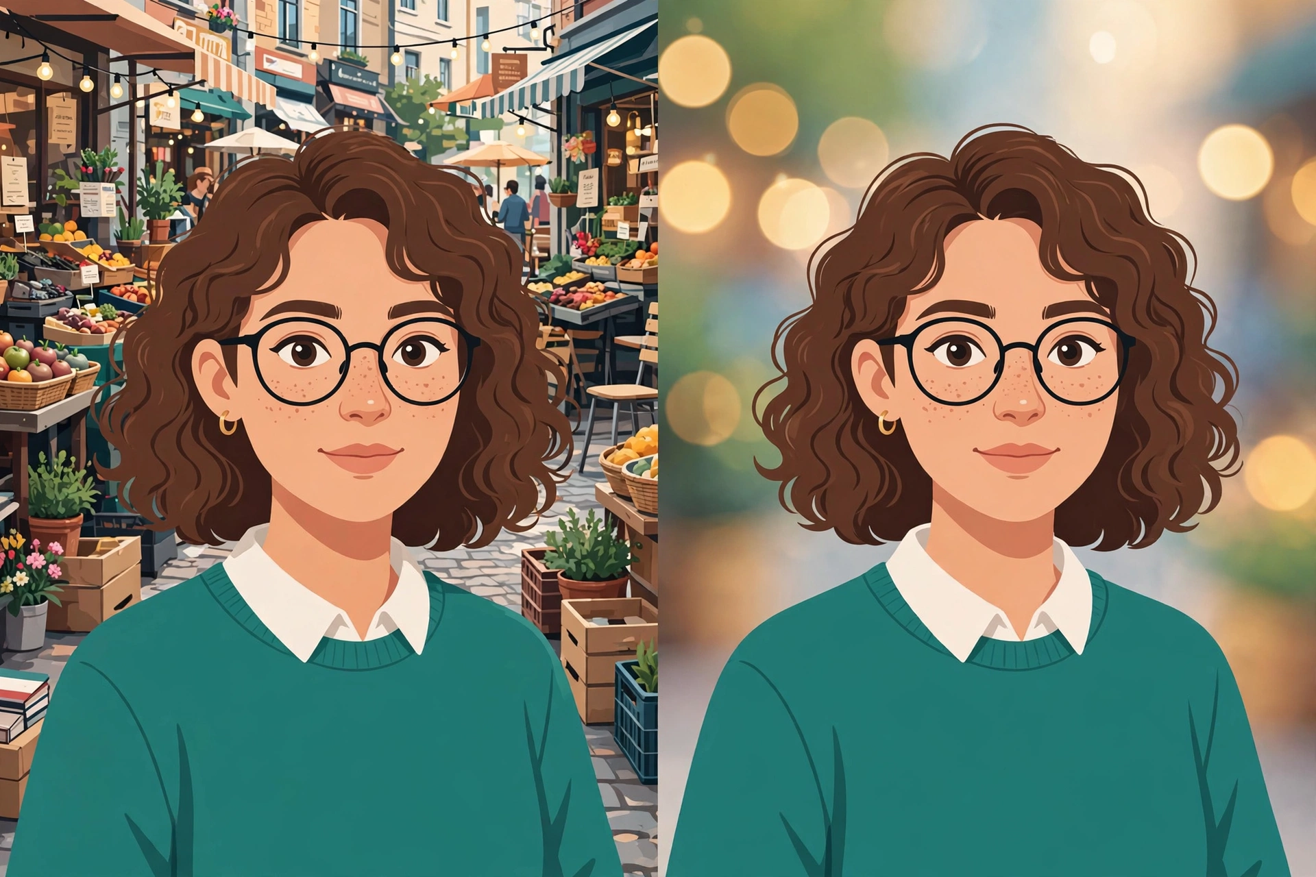 Before and after comparison of the PixelLab portrait blur effect